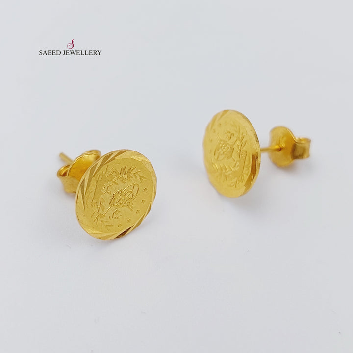 21K Gold Rashadi screw Earrings by Saeed Jewelry - Image 11