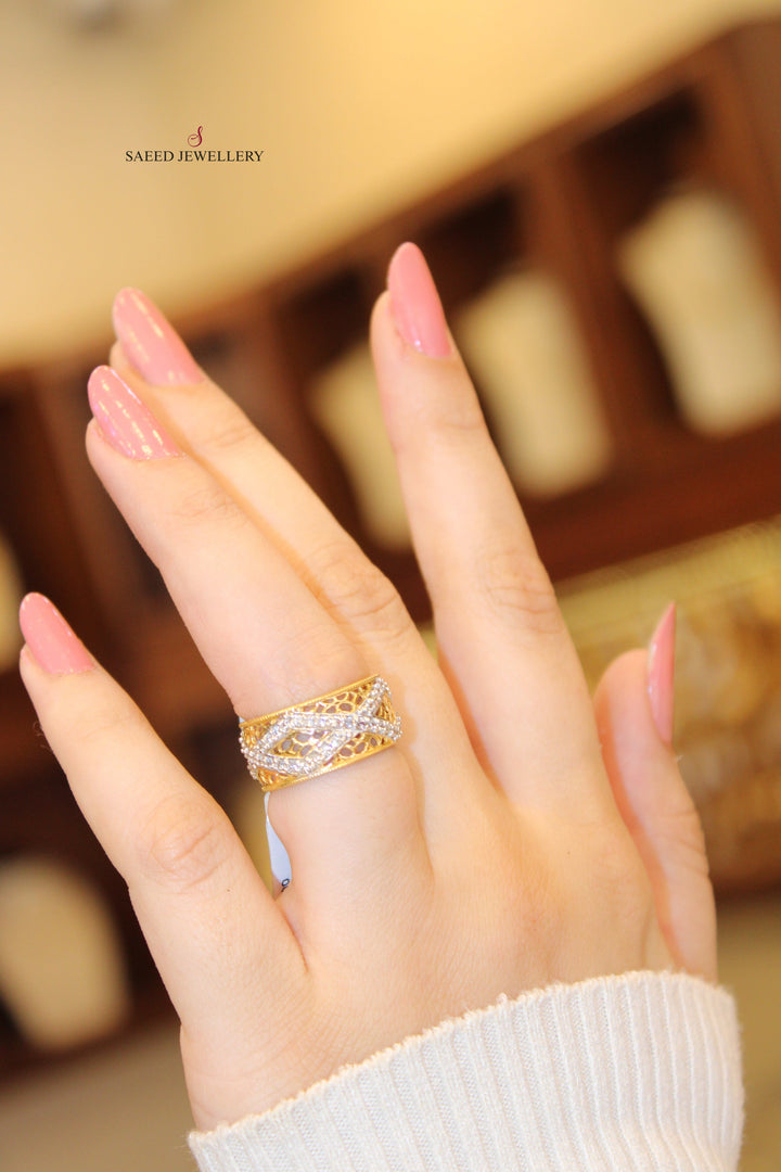 21K Gold Zirconia Wedding Ring by Saeed Jewelry - Image 9