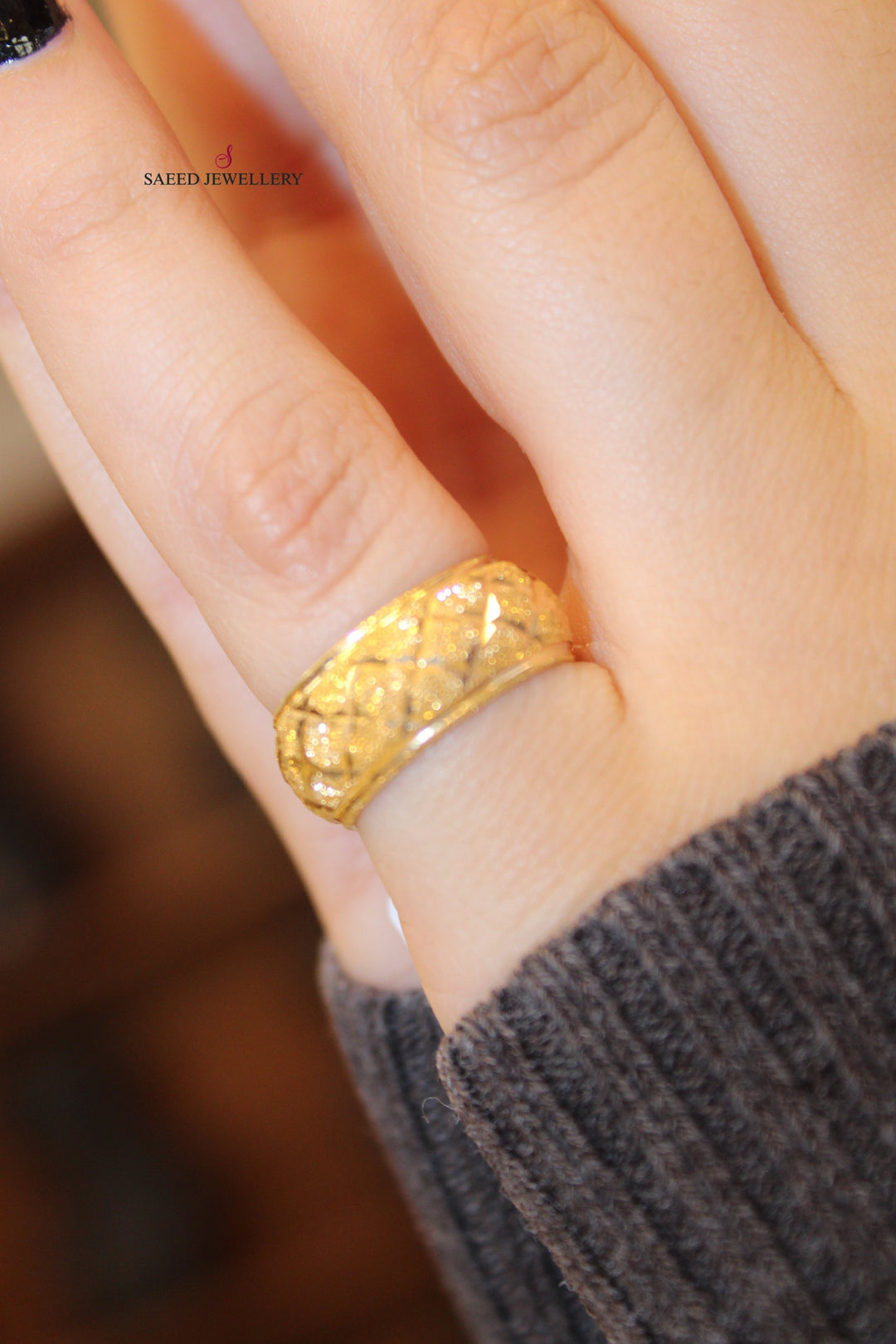 21K Gold Sugar Wedding Ring by Saeed Jewelry - Image 8