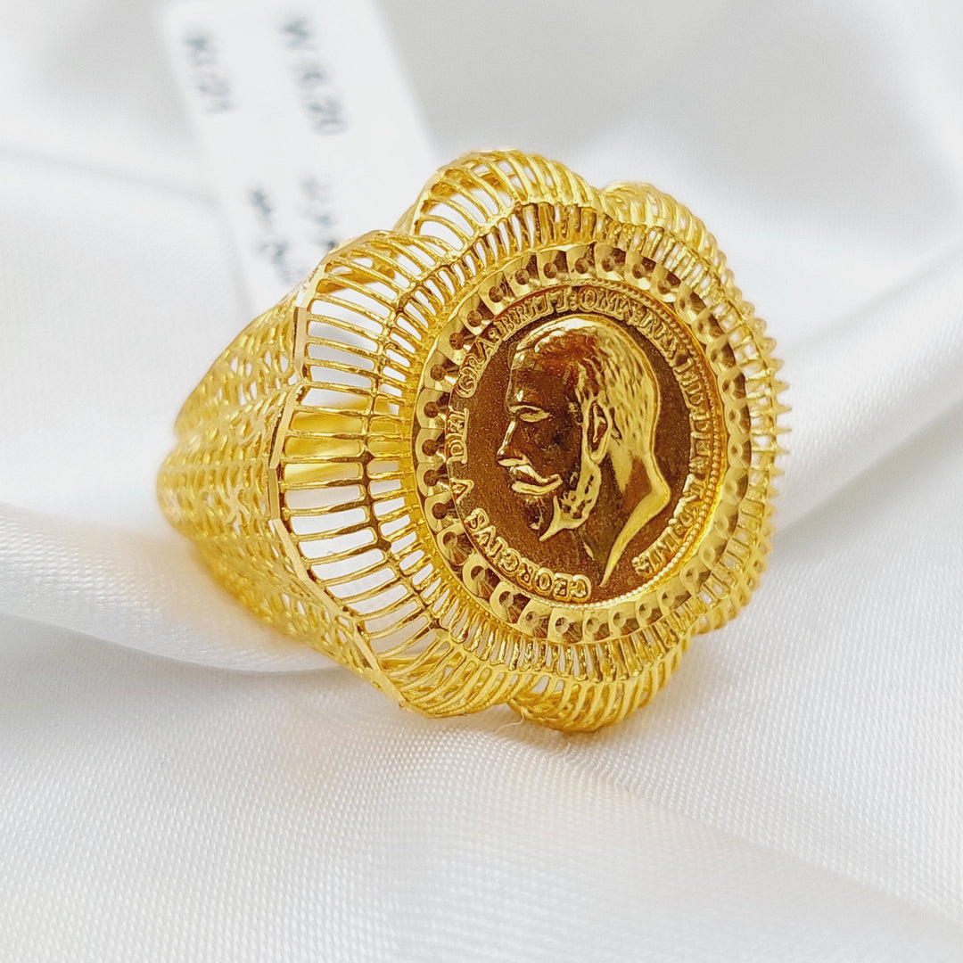 21K Gold English Lira Ring by Saeed Jewelry - Image 7