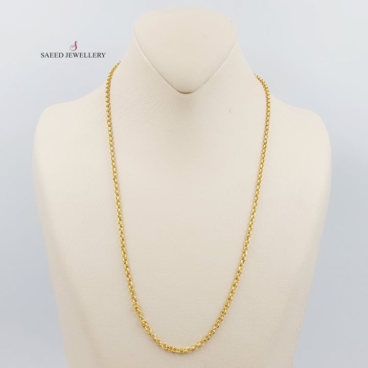 21K Gold 3mm Cable Link Chain 50cm by Saeed Jewelry - Image 7