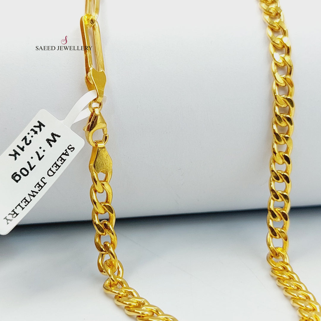 21K عقد جنزير بيبر كليب-مجوهرات الشيخ سعيد-Saeed Jewelry 