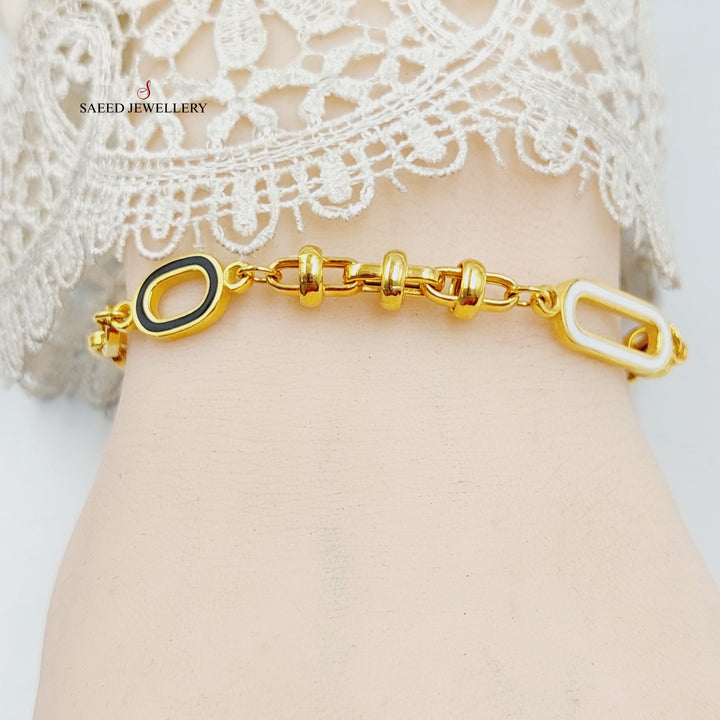 21K Gold Enameled Paperclip Bracelet by Saeed Jewelry - Image 5