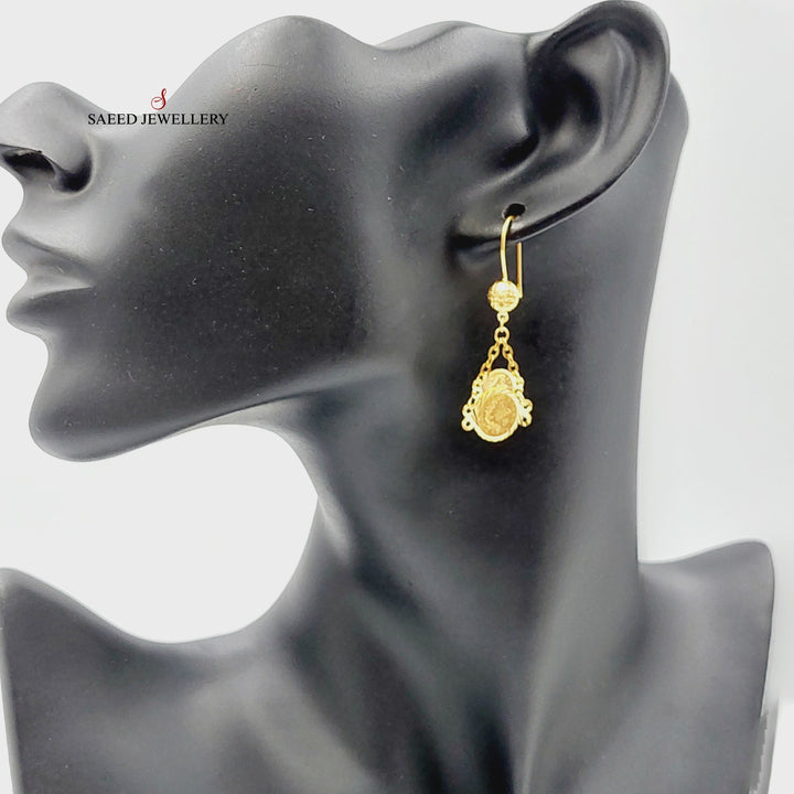 21K Gold Rashadi Eighths Earrings by Saeed Jewelry - Image 3