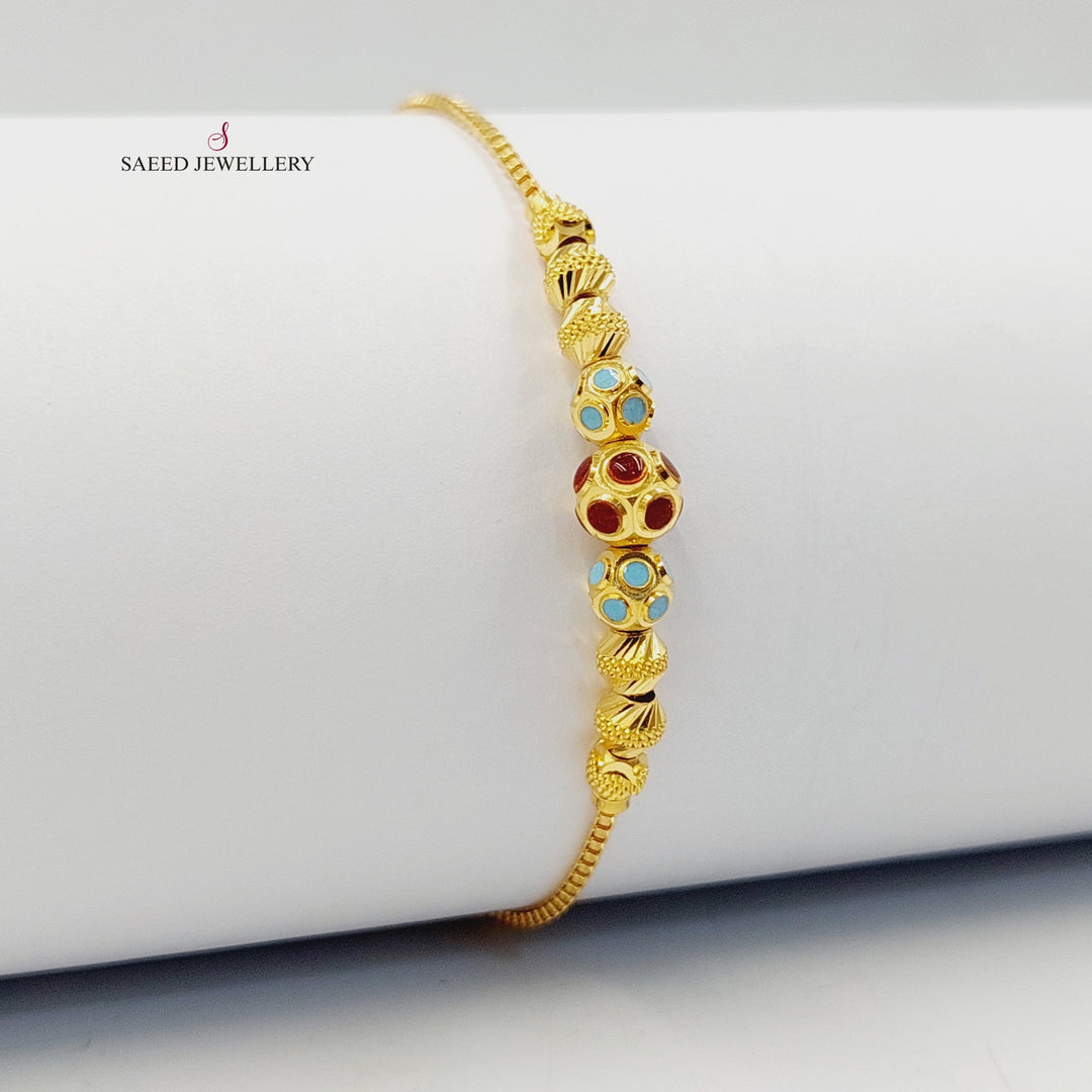 21K Gold Deluxe Balls Bracelet by Saeed Jewelry - Image 4