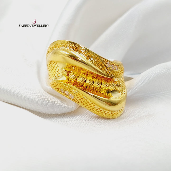 21K Gold Zircon Studded Deluxe Ring by Saeed Jewelry - Image 1