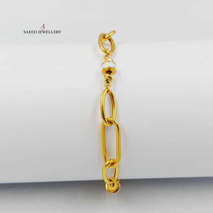 21K Gold Enameled Paperclip Bracelet by Saeed Jewelry - Image 4