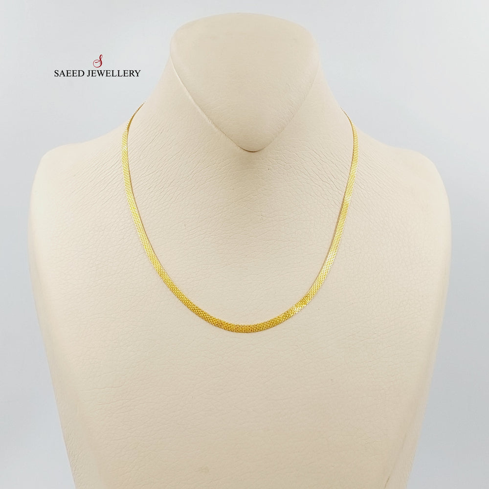 21K Gold 3.5mm Flat Chain 40cm | 15.7" by Saeed Jewelry - Image 2