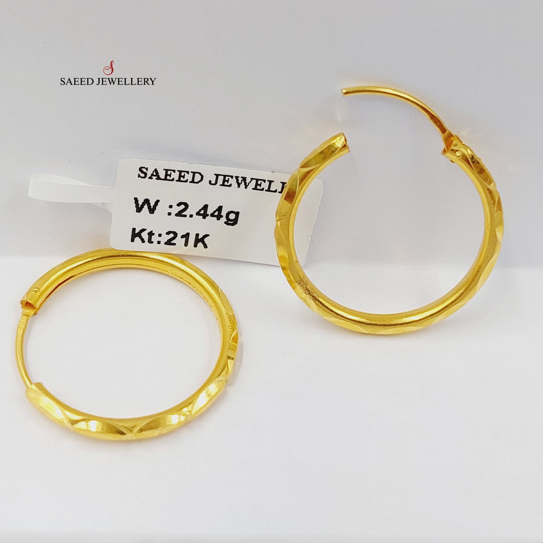 21K Gold Hoop Earrings by Saeed Jewelry - Image 2