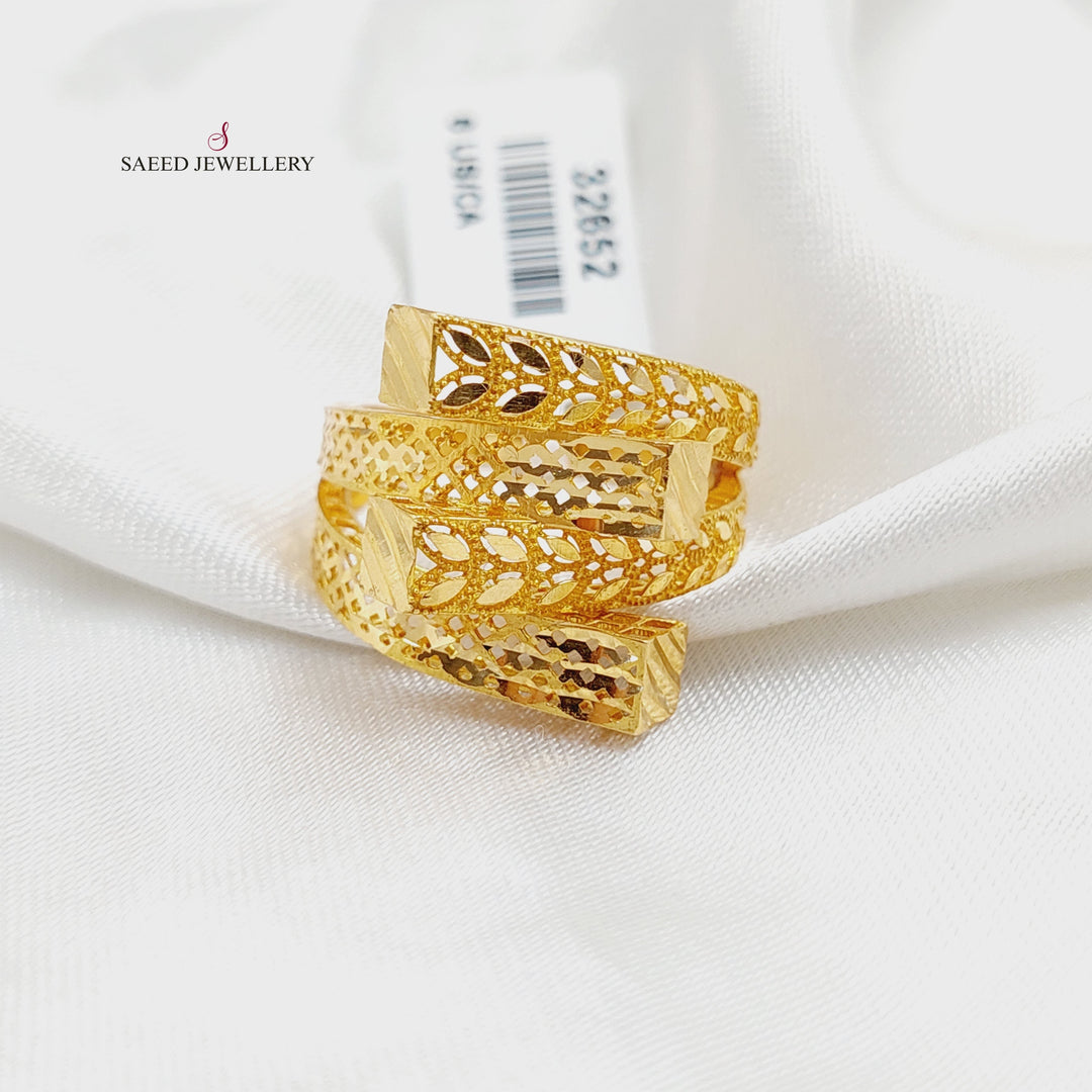 21K Gold Engraved Ring by Saeed Jewelry - Image 1