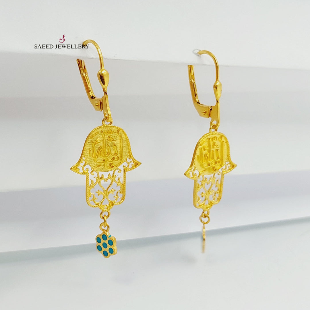 21K Gold Enameled Hand Earrings by Saeed Jewelry - Image 3