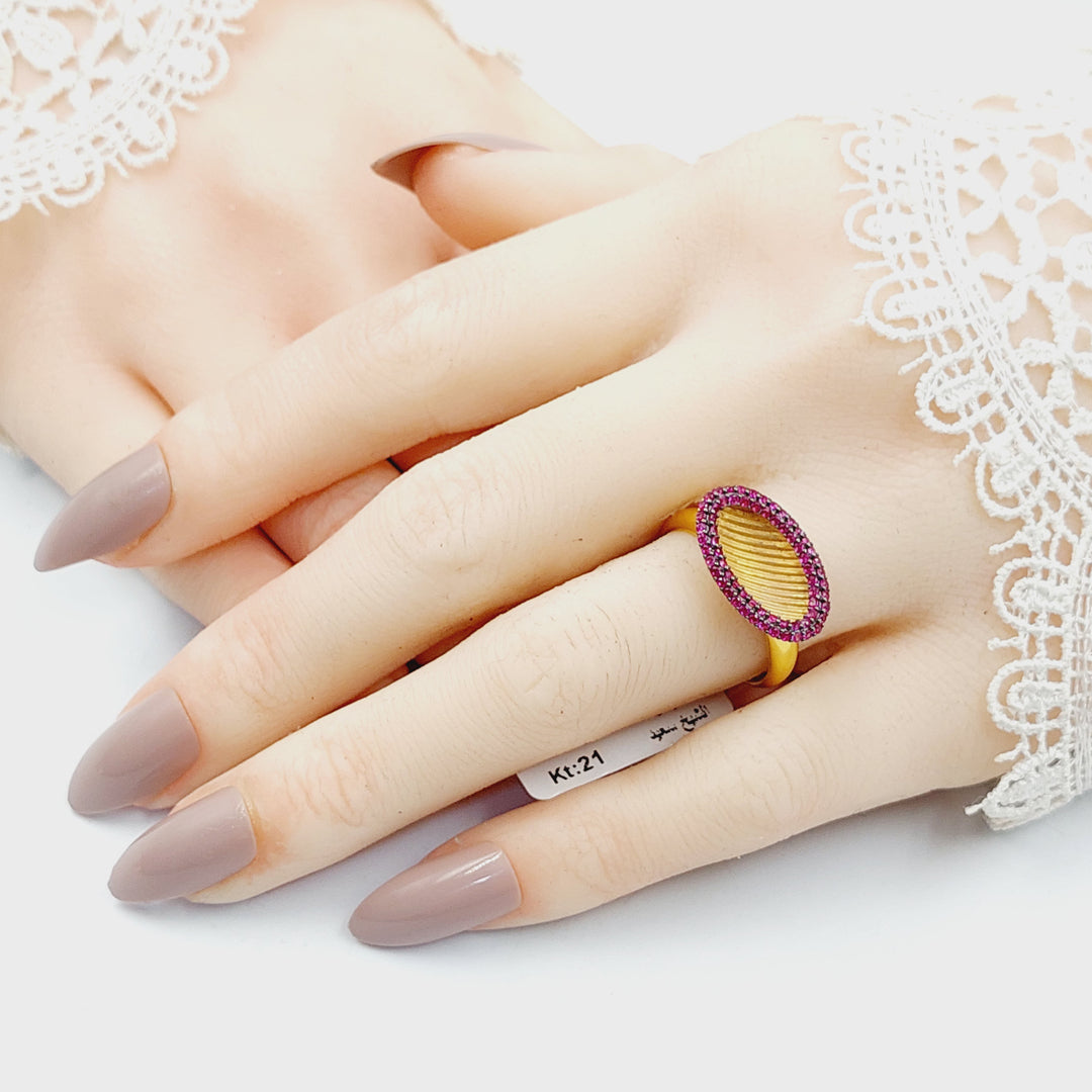 21K خاتم محجر-مجوهرات الشيخ سعيد-Saeed Jewelry 