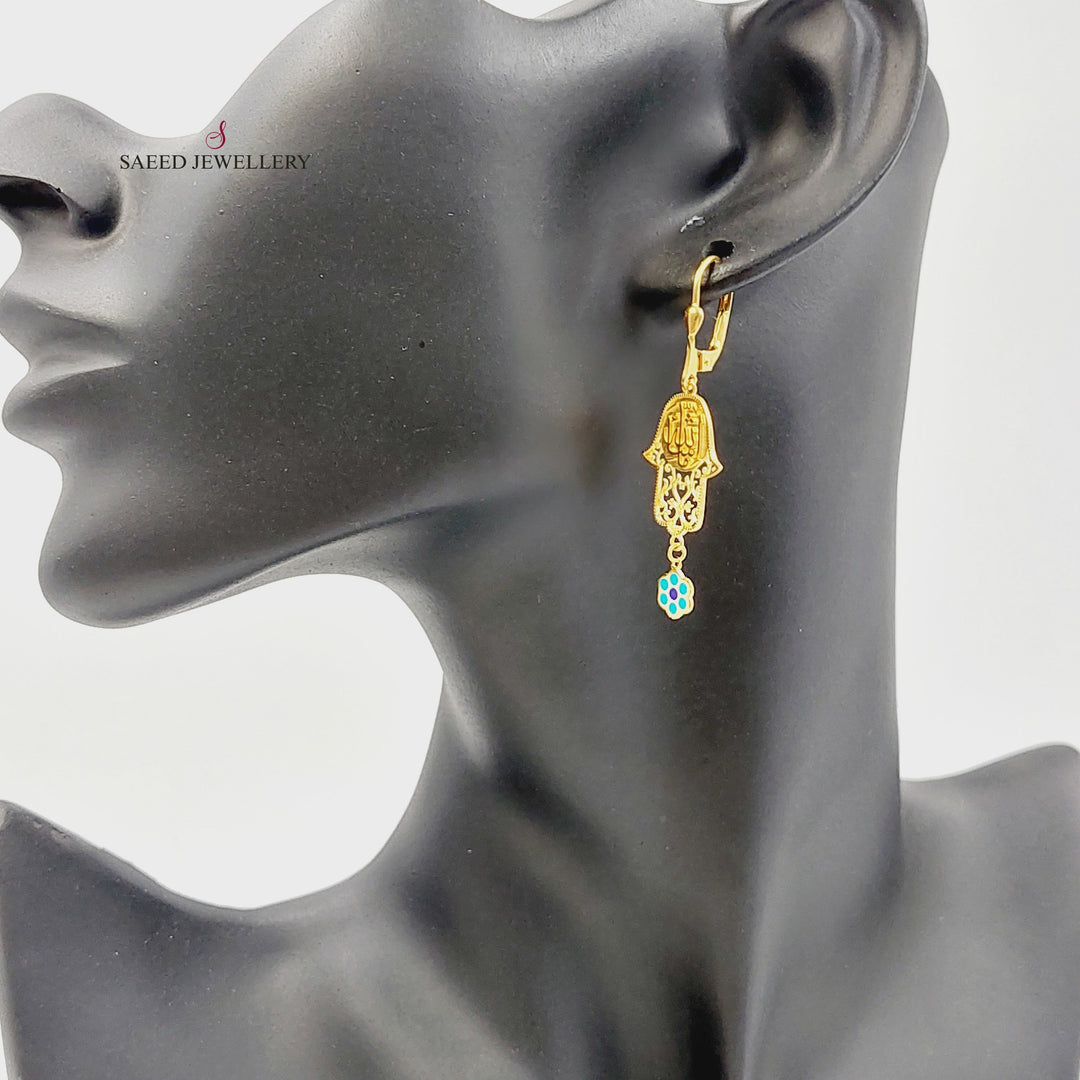 21K Gold Enameled Hand Earrings by Saeed Jewelry - Image 4