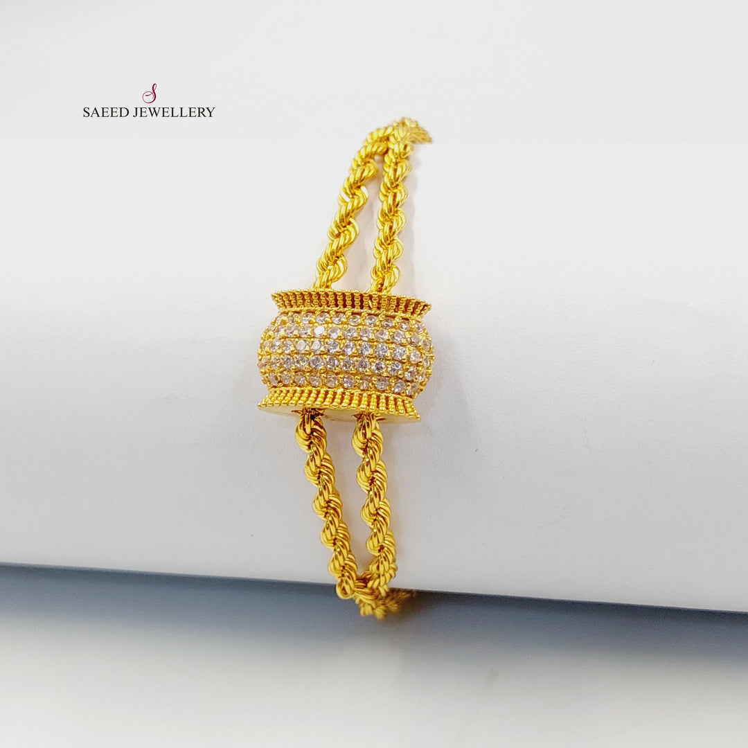 21K Gold Zircon Studded Rope Bracelet by Saeed Jewelry - Image 2