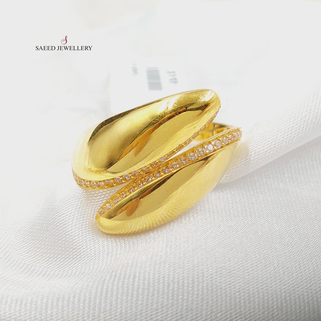 21K Gold Zircon Studded Tears Ring by Saeed Jewelry - Image 1