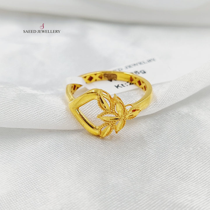 21K خاتم ورق الشجر-مجوهرات الشيخ سعيد-Saeed Jewelry 