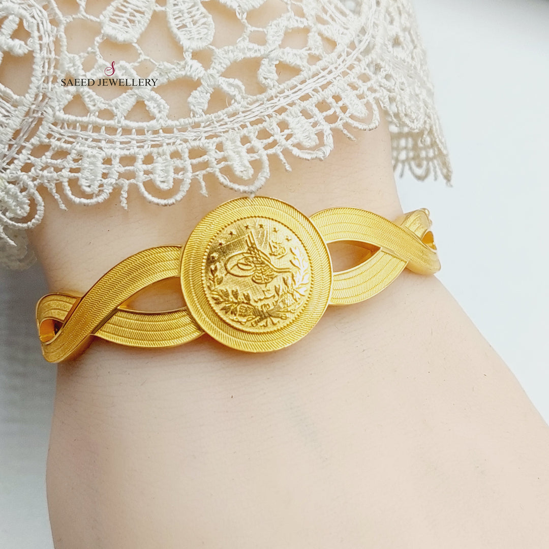 21K Gold Deluxe Rashadi Bangle Bracelet by Saeed Jewelry - Image 5