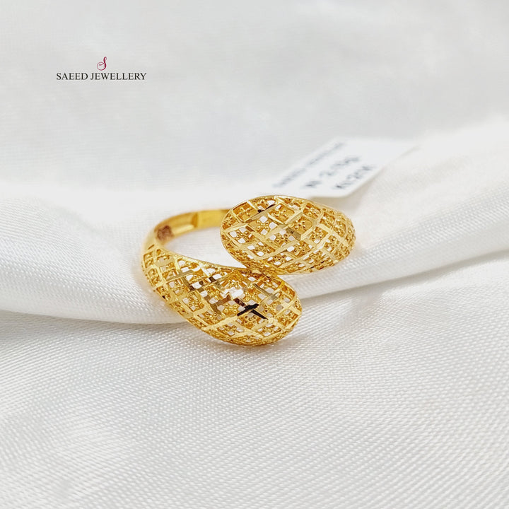 21K Gold Engraved Ring by Saeed Jewelry - Image 1