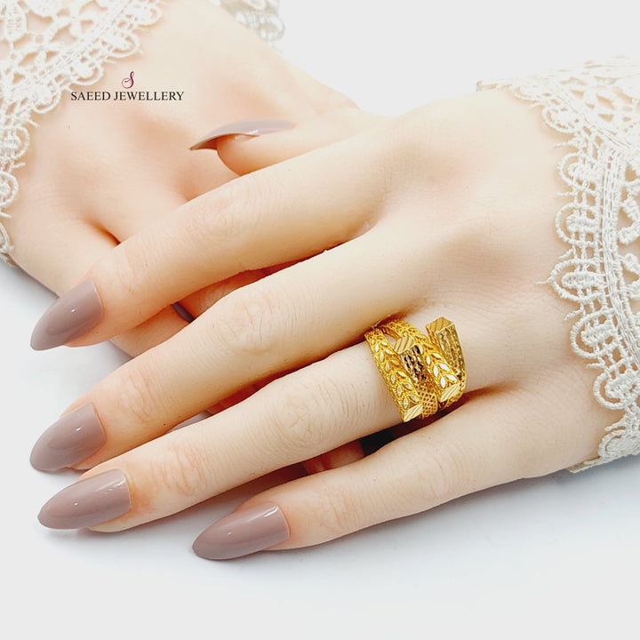 21K Gold Engraved Ring by Saeed Jewelry - Image 4