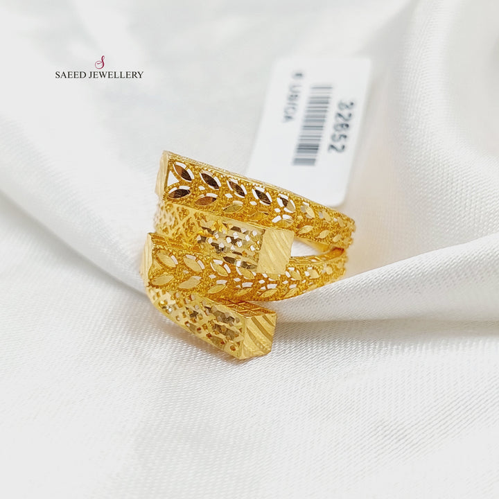 21K Gold Engraved Ring by Saeed Jewelry - Image 2