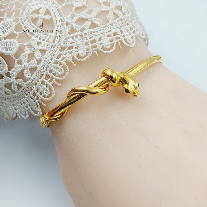 21K Gold Deluxe Snake Bangle Bracelet by Saeed Jewelry - Image 5