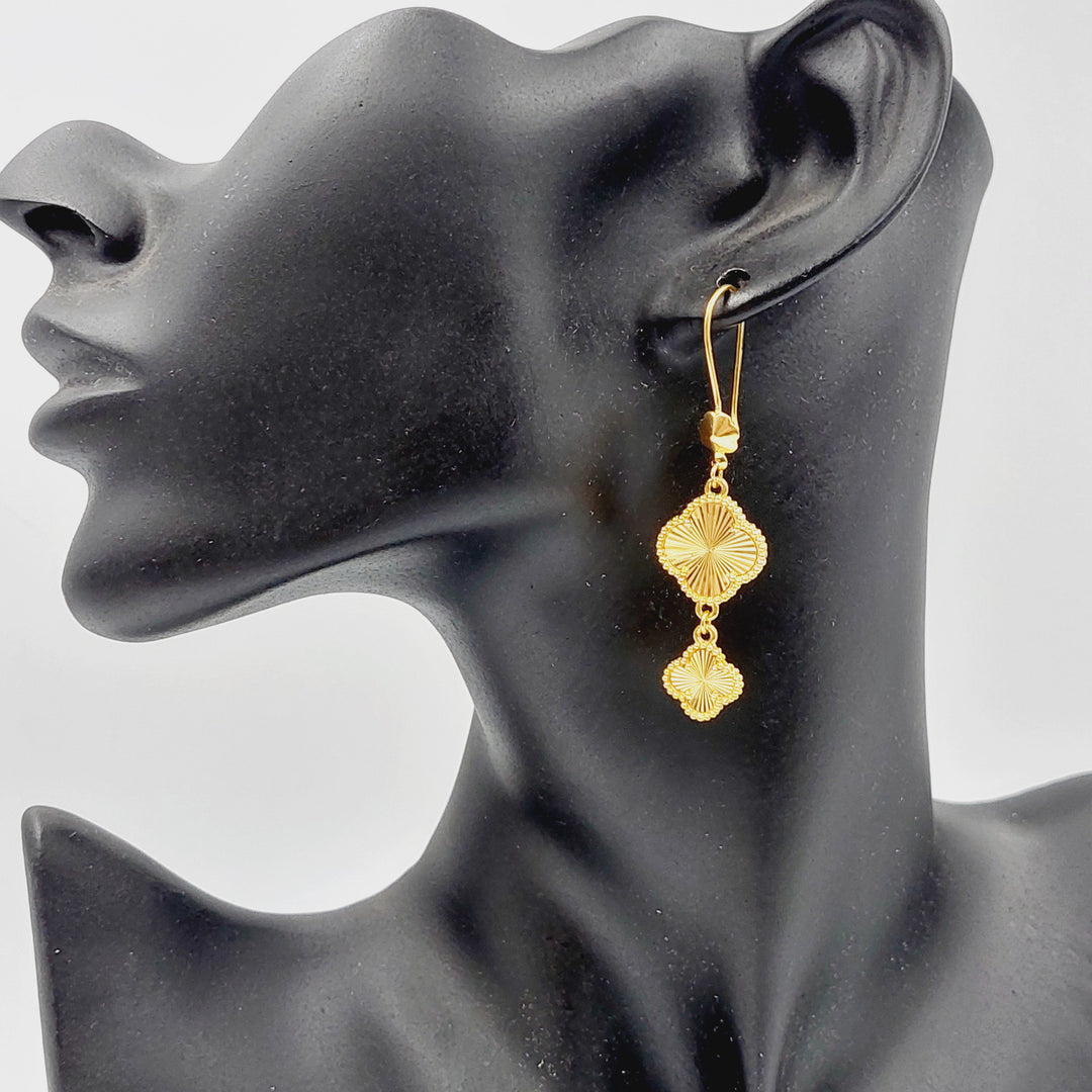 21K Gold CLOVER Earrings by Saeed Jewelry - Image 3