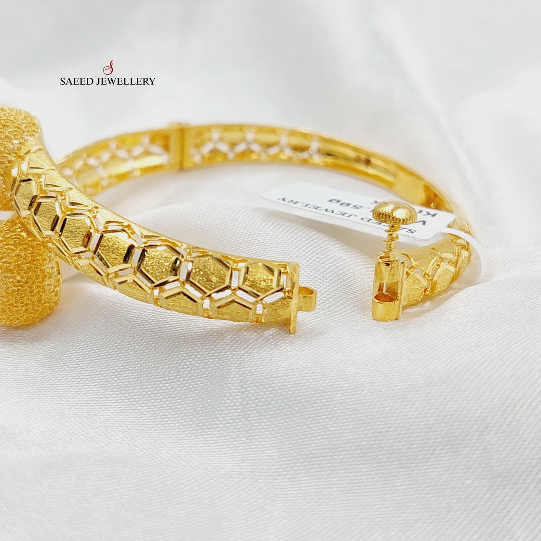 21K Gold Deluxe Balls Bangle Bracelet by Saeed Jewelry - Image 5