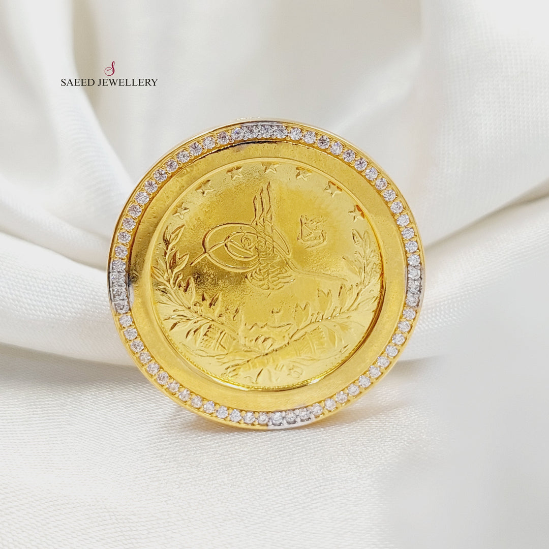 21K Gold Zircon Studded Rashadi Ring by Saeed Jewelry - Image 1