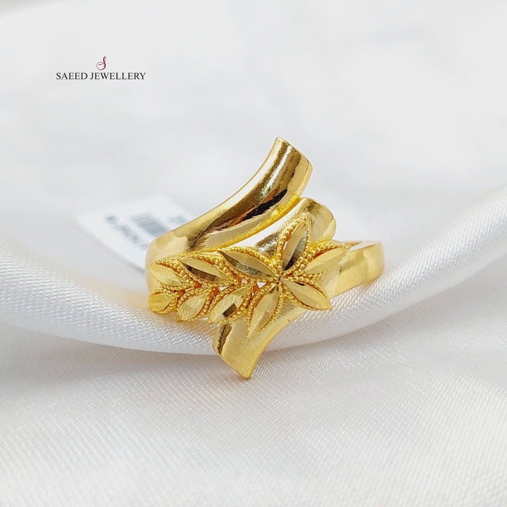 21K Gold Deluxe Leaf Ring by Saeed Jewelry - Image 1