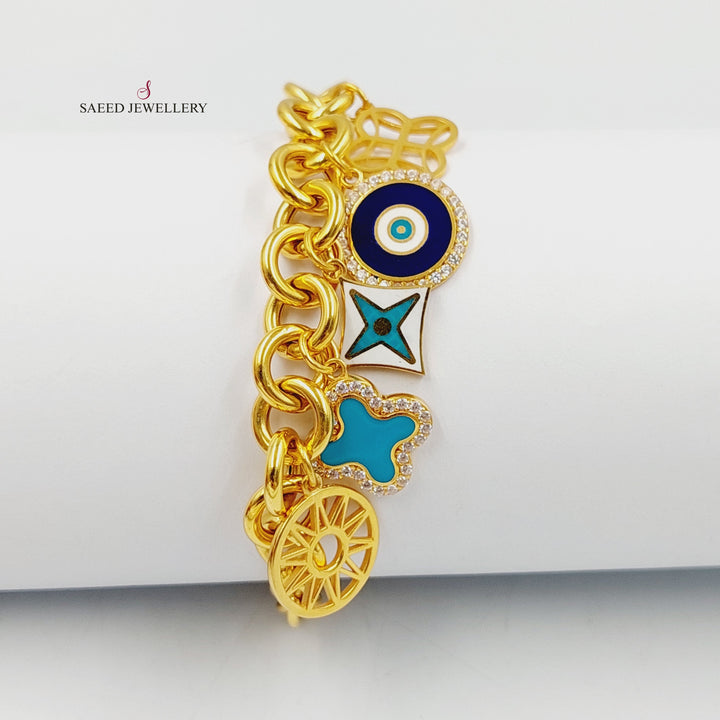 21K Gold Enameled & Zircon Studded Dandash Bracelet by Saeed Jewelry - Image 1