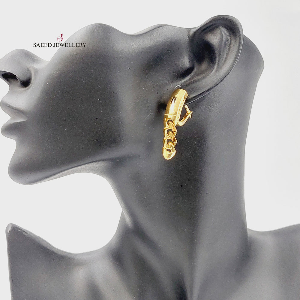 21K Gold Deluxe Cuban Links Earrings by Saeed Jewelry - Image 2