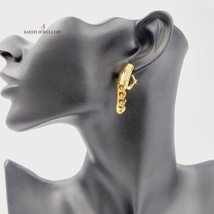 21K Gold Deluxe Cuban Links Earrings by Saeed Jewelry - Image 2