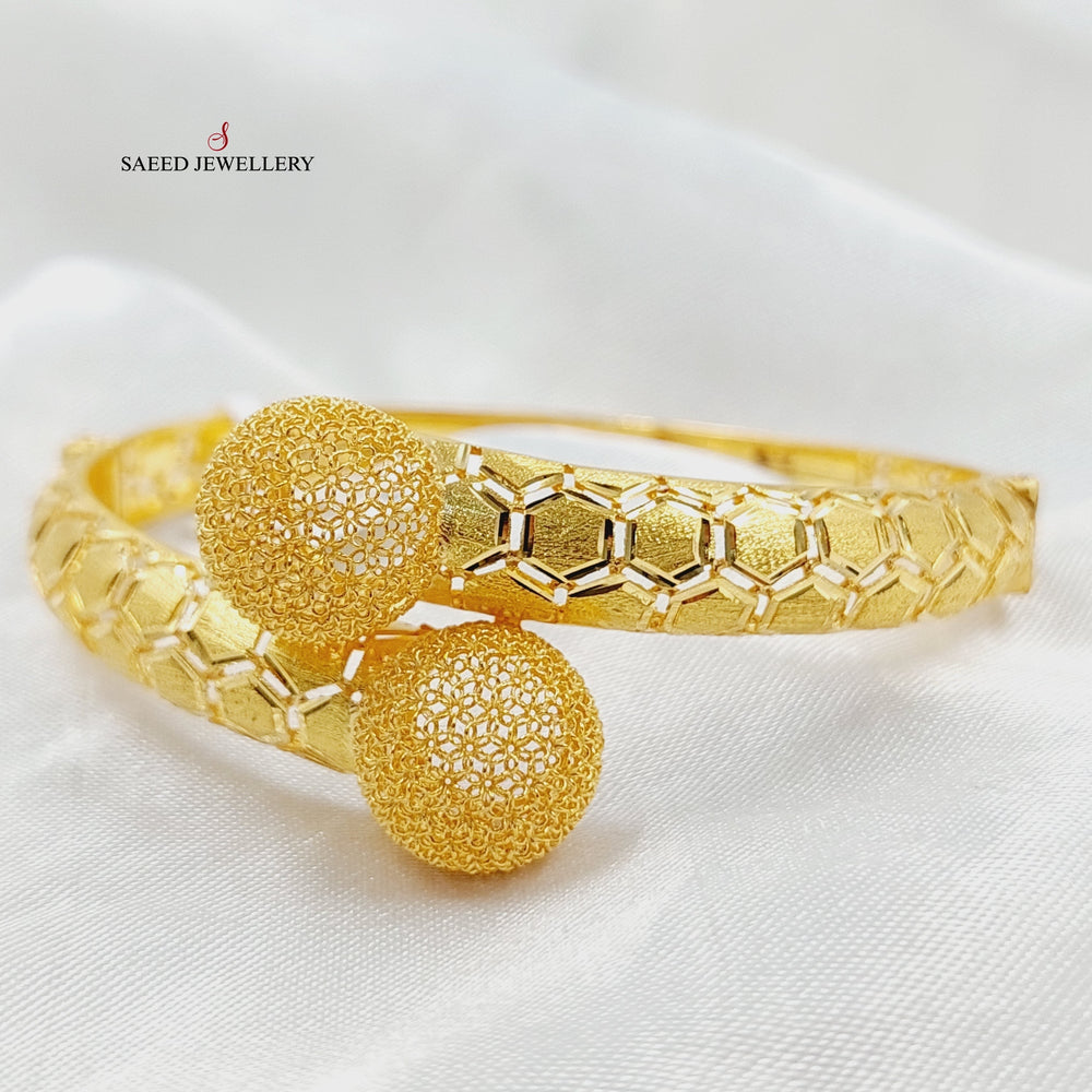 21K Gold Deluxe Balls Bangle Bracelet by Saeed Jewelry - Image 2