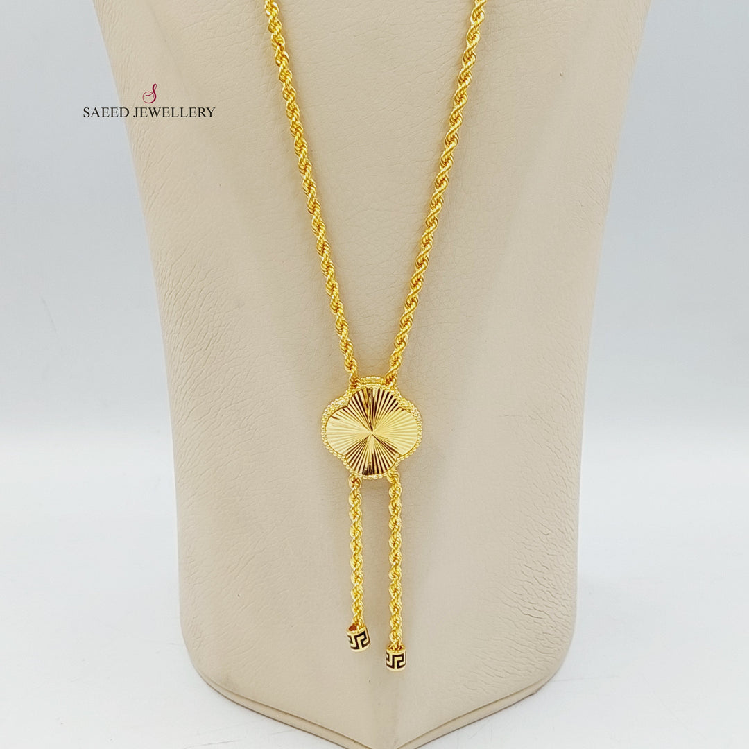 21K Gold Enameled Clover Necklace by Saeed Jewelry - Image 4