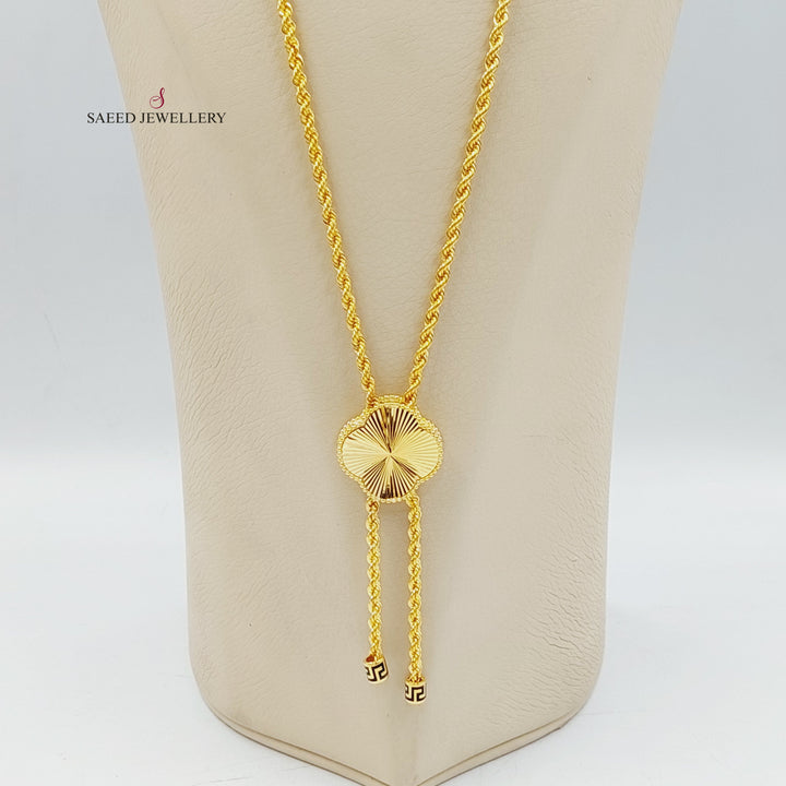 21K Gold Enameled Clover Necklace by Saeed Jewelry - Image 4