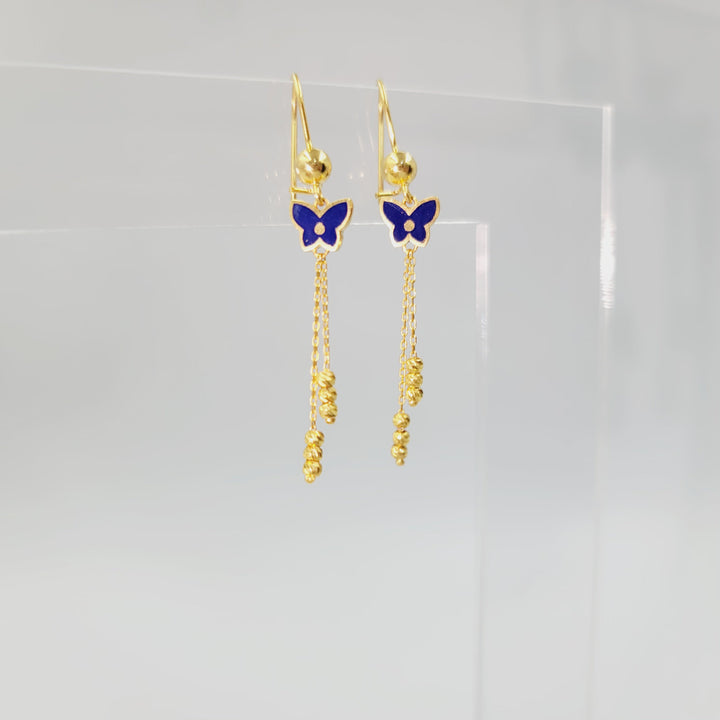 21K حلق فراشة مينا-مجوهرات الشيخ سعيد-Saeed Jewelry 