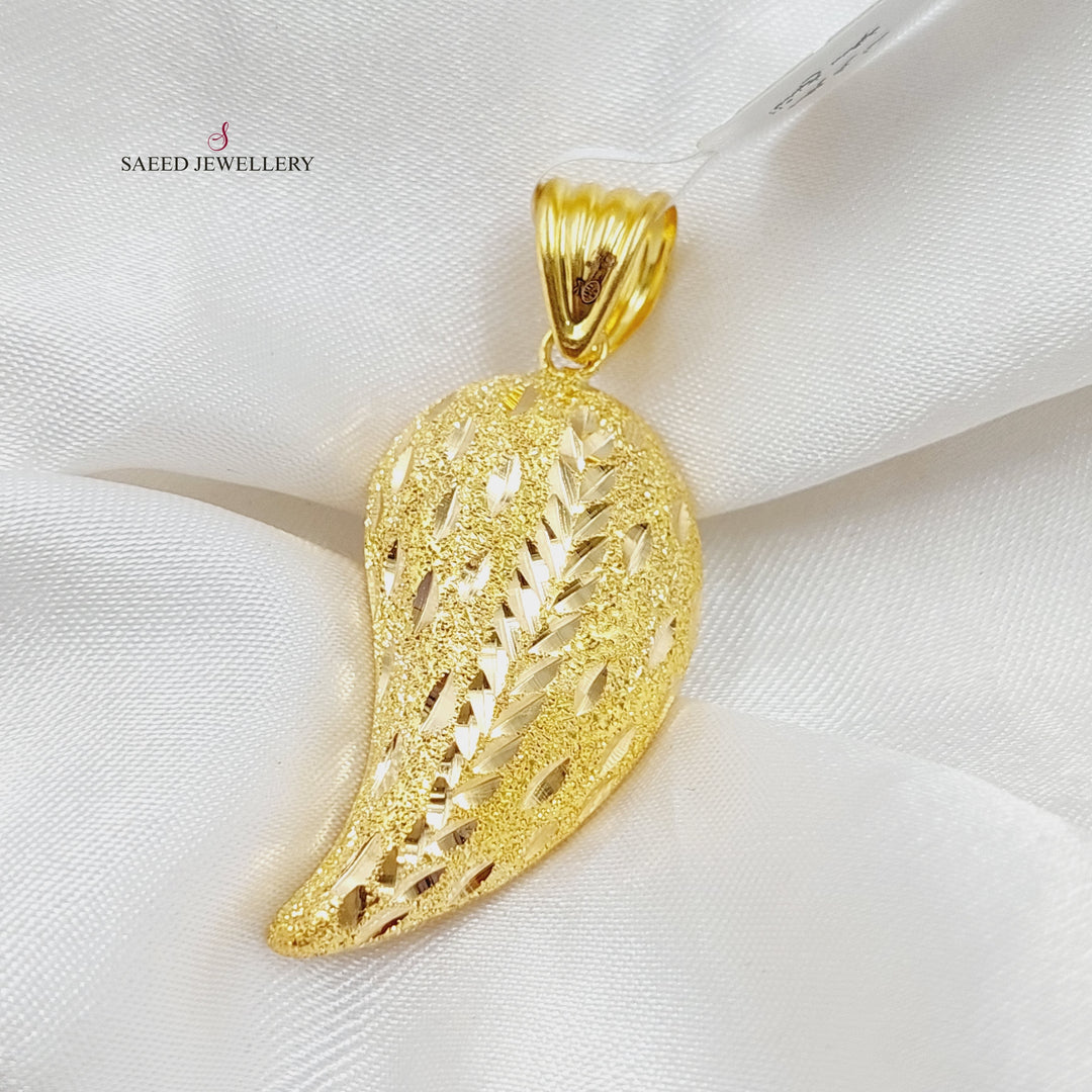 21K Gold Almond Pendant by Saeed Jewelry - Image 6