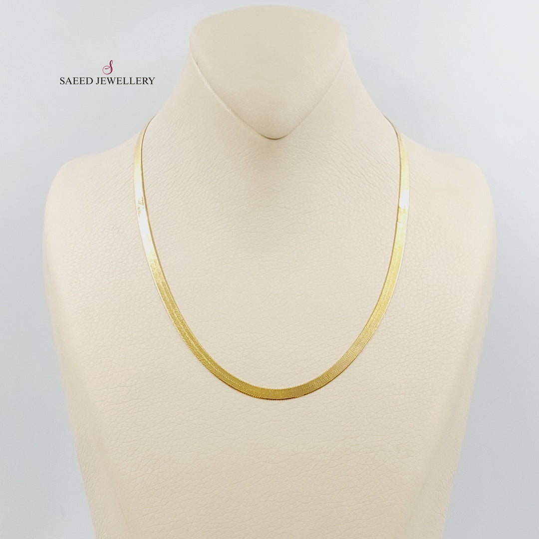 21K Gold 4mm Flat Chain 45cm | 17.7" by Saeed Jewelry - Image 1