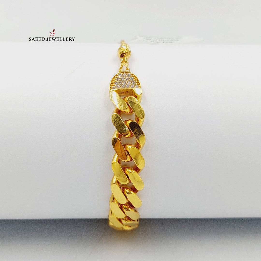 21K Gold Zircon Studded Cuban Links Bracelet by Saeed Jewelry - Image 1