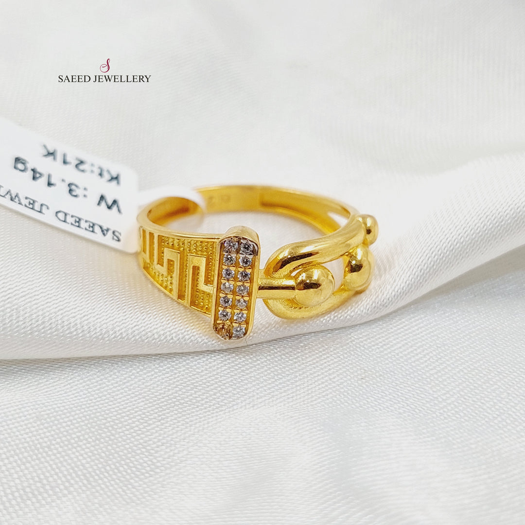 21K Gold Zircon Studded Paperclip Ring by Saeed Jewelry - Image 4