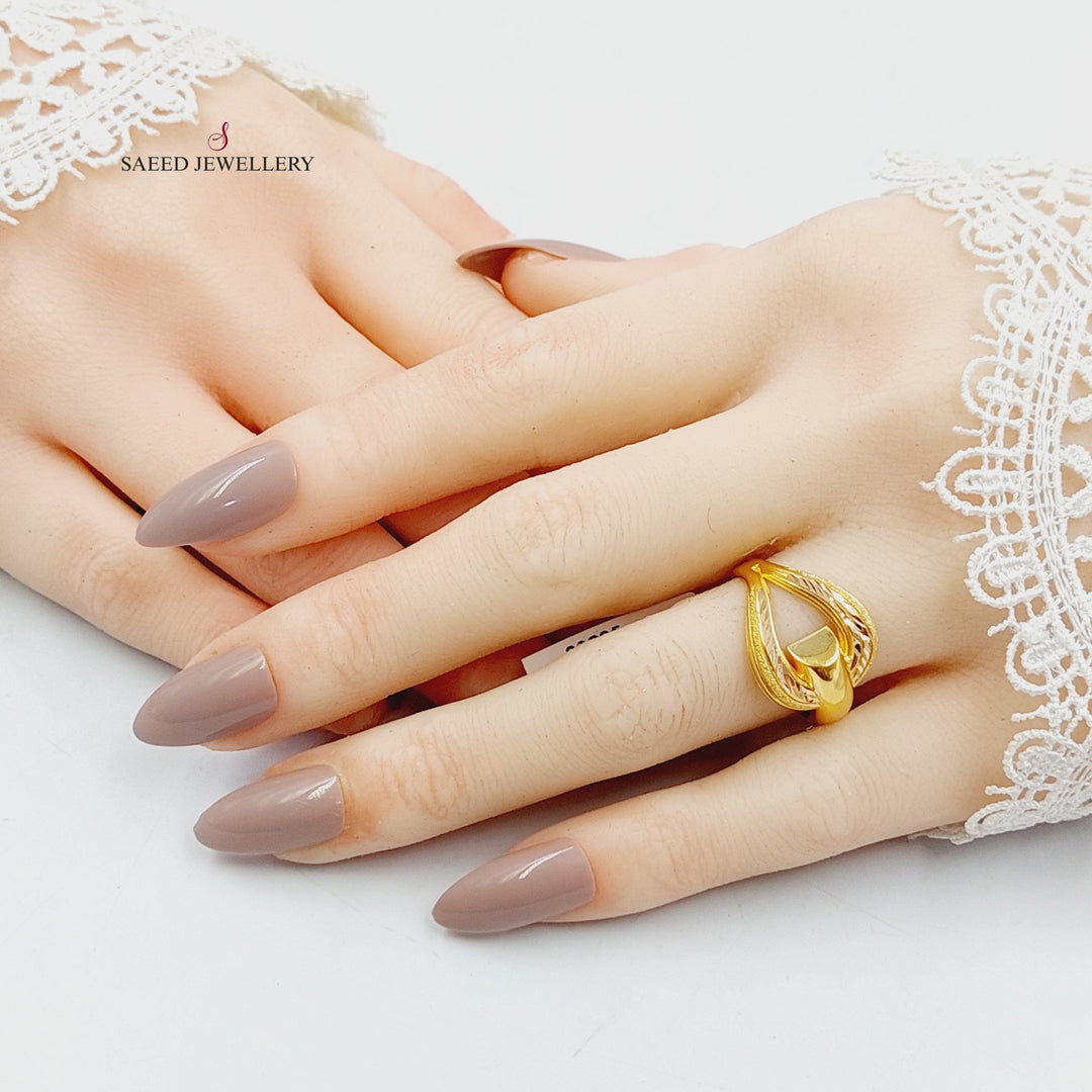 21K Gold Engraved Ring by Saeed Jewelry - Image 4