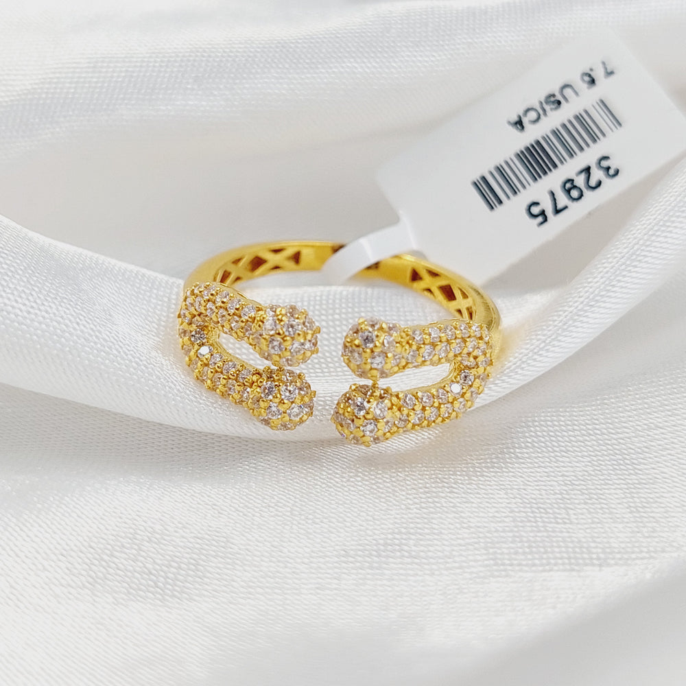 21K Gold Zircon Studded Paperclip Ring by Saeed Jewelry - Image 2