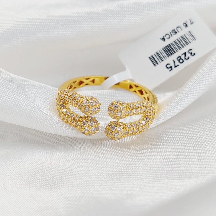 21K Gold Zircon Studded Paperclip Ring by Saeed Jewelry - Image 2