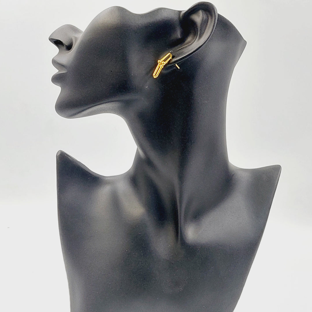 21K Gold Paperclip Screw Earrings by Saeed Jewelry - Image 5