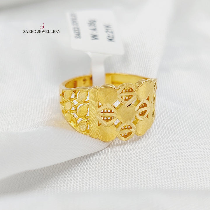 21K Gold Engraved Ring by Saeed Jewelry - Image 1