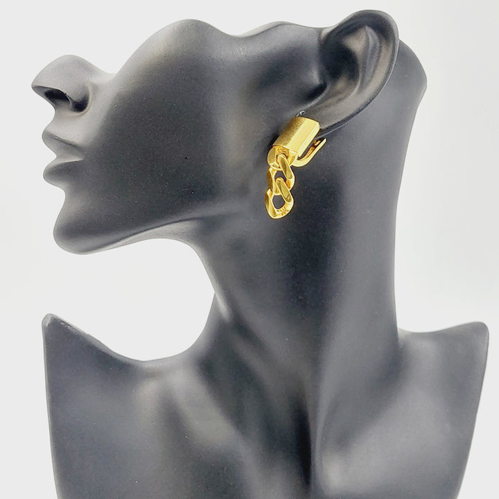 21K Gold Cuban Links Earrings by Saeed Jewelry - Image 4