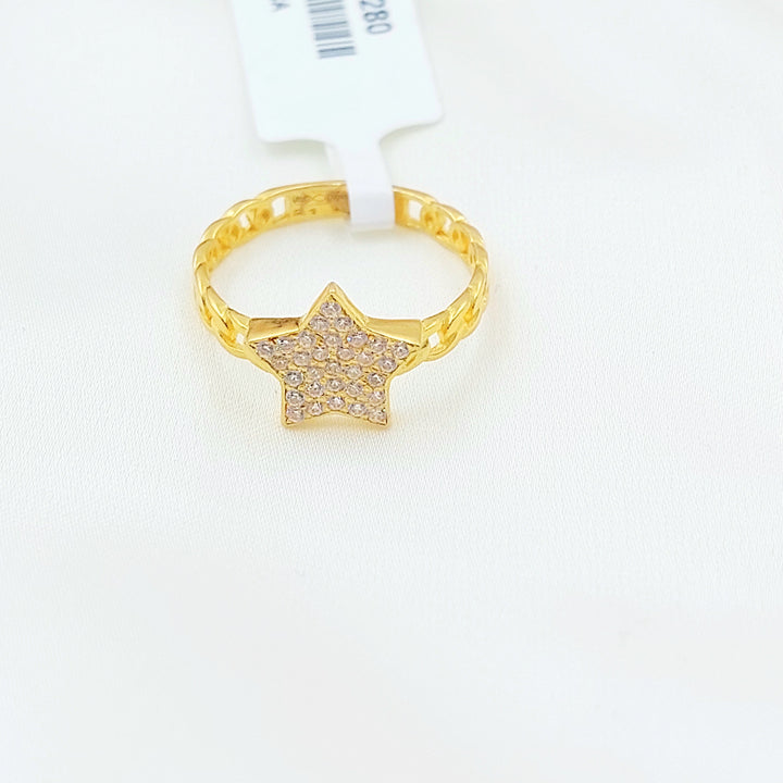 Zircon Studded Star Ring Made of 21K Gold by Saeed Jewelry 