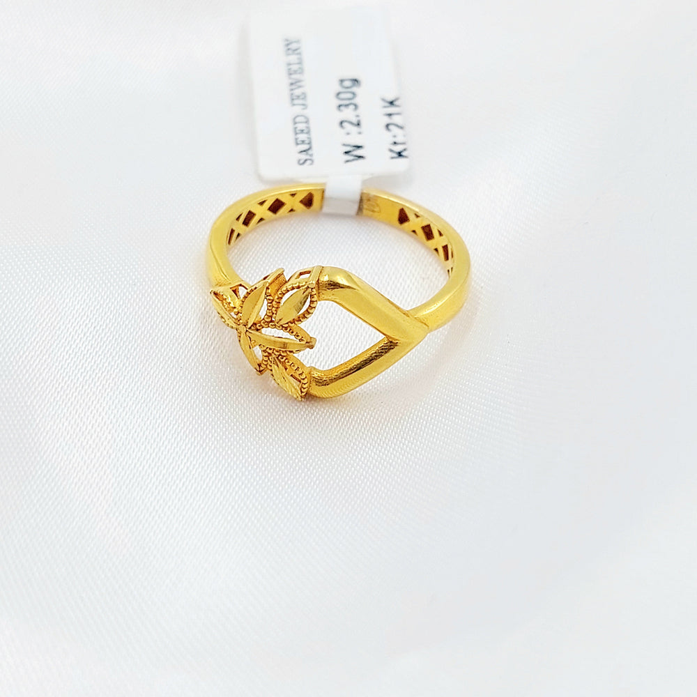21K خاتم ورق الشجر-مجوهرات الشيخ سعيد-Saeed Jewelry 