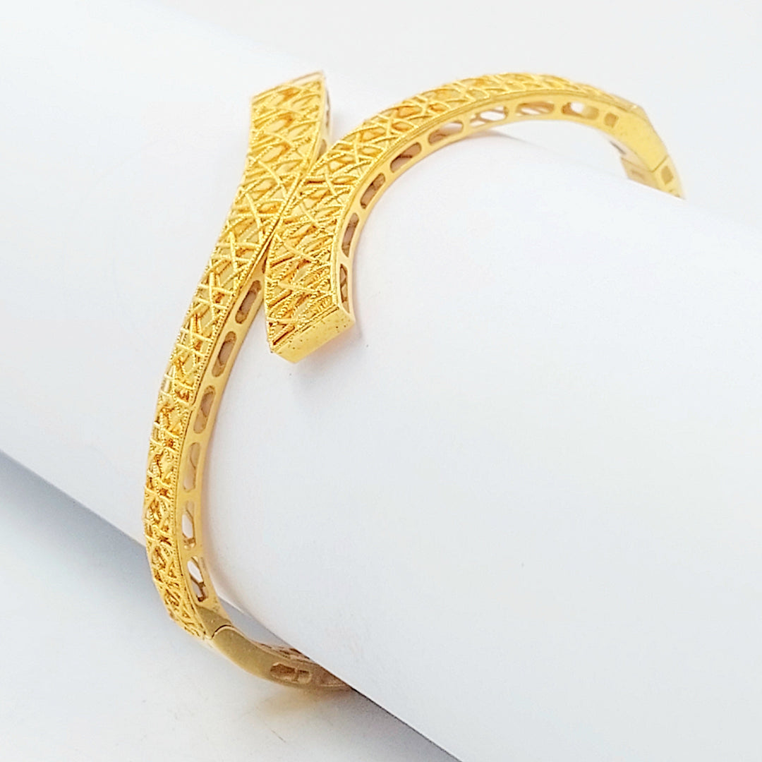 Zircon Studded Kuwaiti Bangle Bracelet Made of 21K Gold by Saeed Jewelry 
