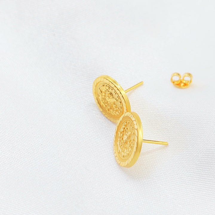 21K Gold Ottoman Coin-Inspired Stud Earrings